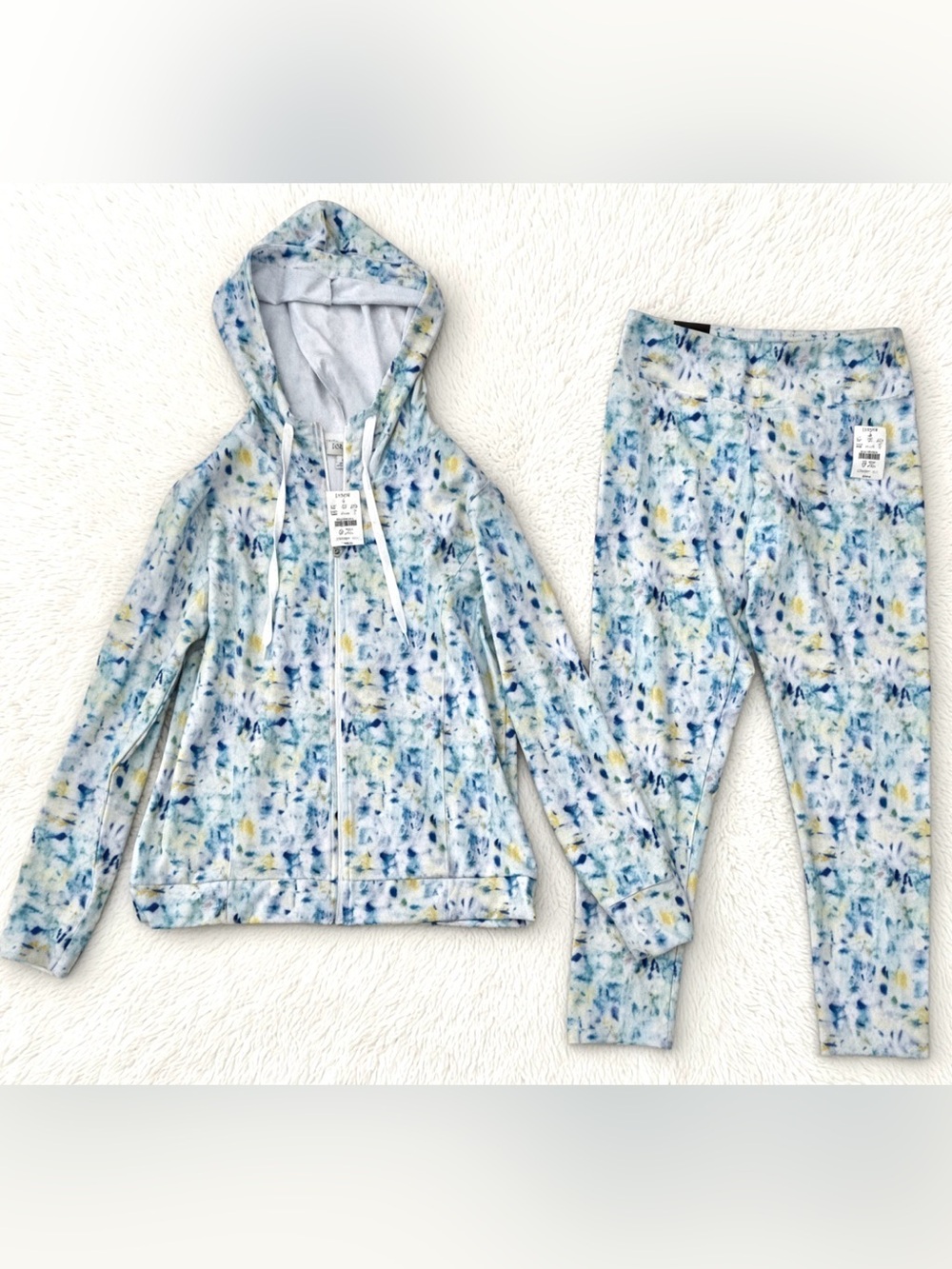 J.Crew white / blue full-zip hoodie + leggings set NWT - size S/M